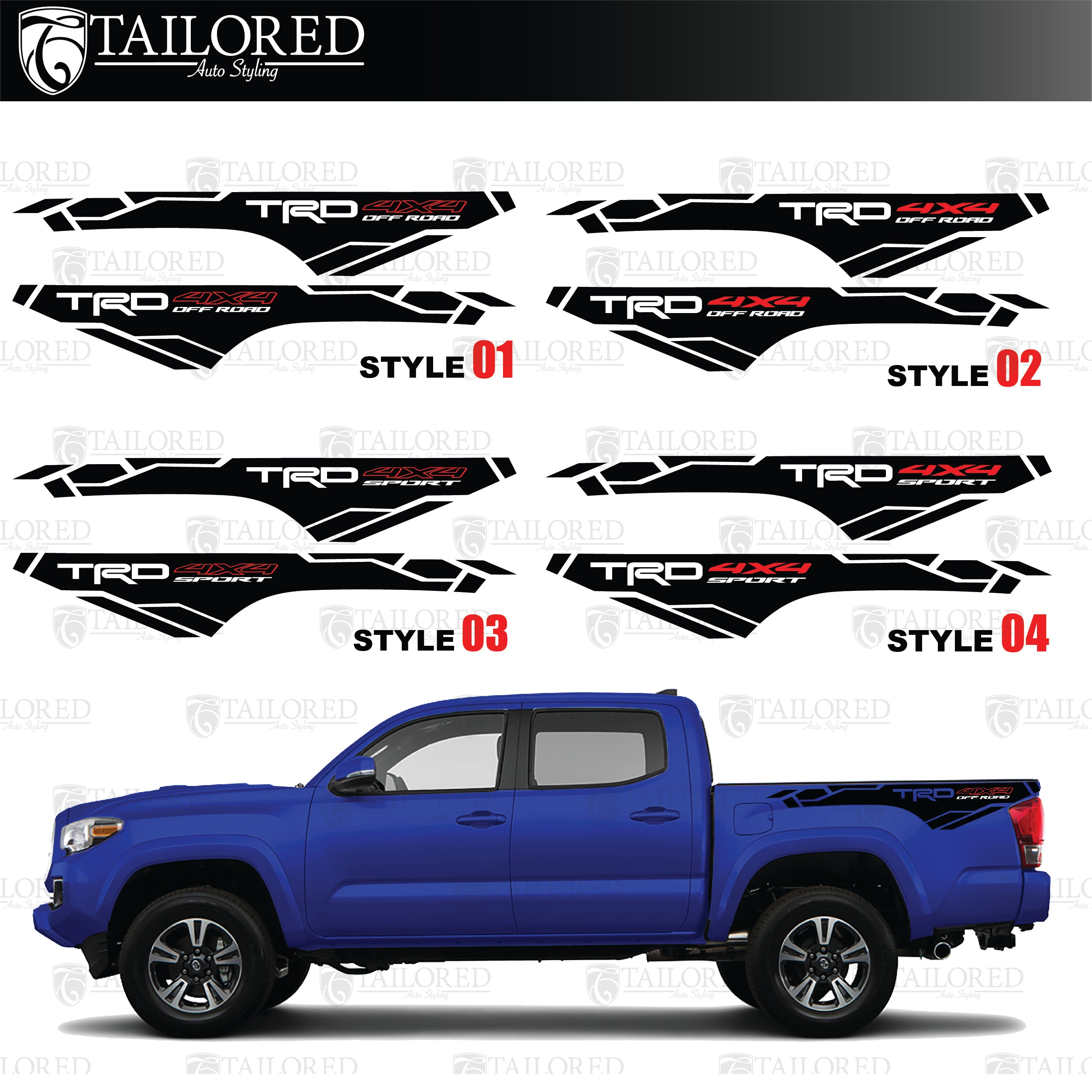 2016-2021 Toyota 4x4 Bed Side Decals